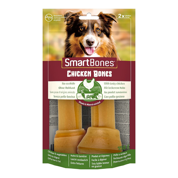 SmartBones Chicken Bones kaulai su vištiena vidutinio dydžio veislių šunims, 2 vnt.