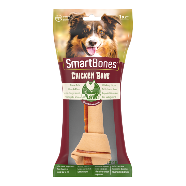 SmartBones Chicken Bones kaulas su vištiena didelių veislių šunims, 1 vnt.