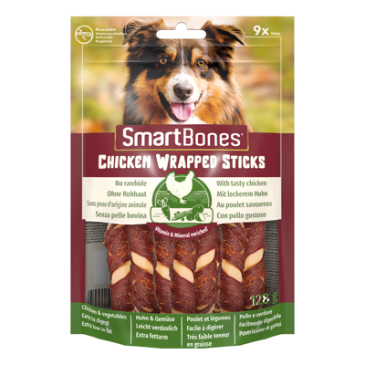 SmartBones Chicken Wrapped Sticks skanėstai su vištiena mažų veislių šunims 9 vnt.