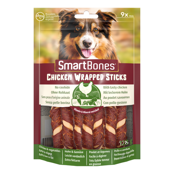 SmartBones Chicken Wrapped Sticks skanėstai su vištiena mažų veislių šunims 9 vnt.