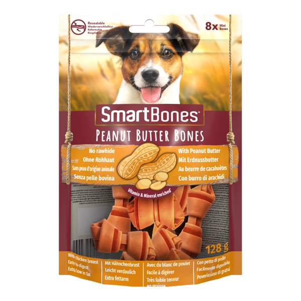 SmartBones Peanut Butter Bones skanėstai su riešutų sviestu mažų veislių šunims