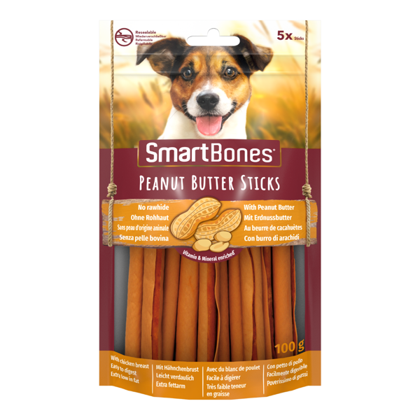 SmartBones Peanut Butter Sticks lazdelės su riešutų sviestu šunims, 5 vnt.