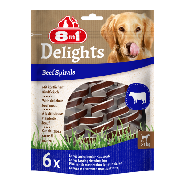 8in1 Delights jautienos spiralės skanėstai šunims, 6 vnt.