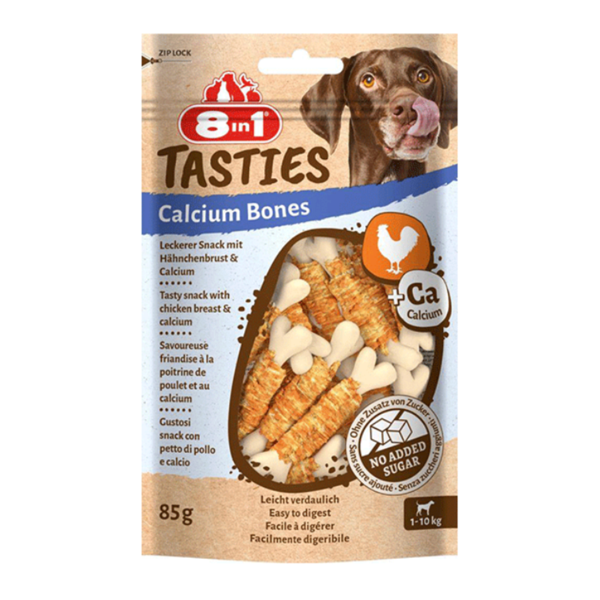 8in1 Tasties kalcio kaulų skanėstai šunims, 85 g