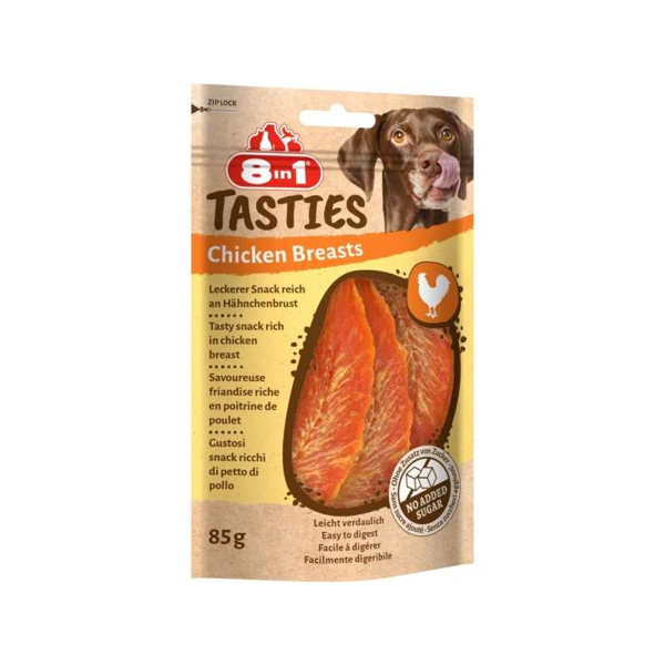 8in1 Tasties vištienos krūtinėlės skanėstai šunims, 85 g