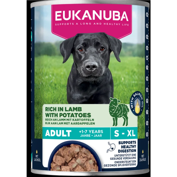 Eukanuba konservuotas maistas šunims su ėriena ir bulvėmis 400 g