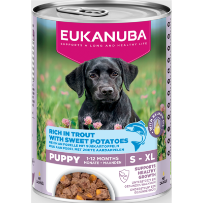 Eukanuba konservuotas maistas šuniukams su upėtakiu ir batatais 400 g