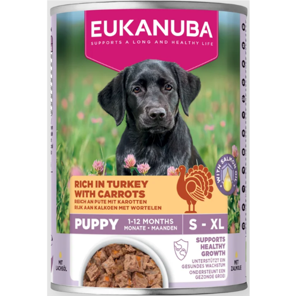 Eukanuba konservuotas maistas šuniukas su kalakutiena ir morkomis 400 g