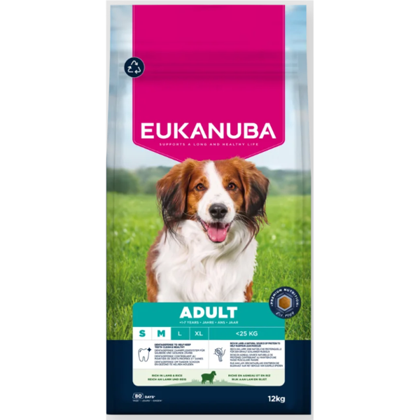 Eukanuba Life Care Adult S/M sausas maistas mažų ir vidutinių veislių šunims su ėriena, 12 kg