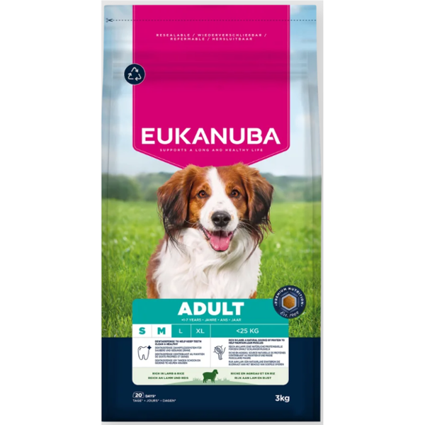 Eukanuba Life Care Adult S/M sausas maistas mažų ir vidutinių veislių šunims su ėriena, 3 kg