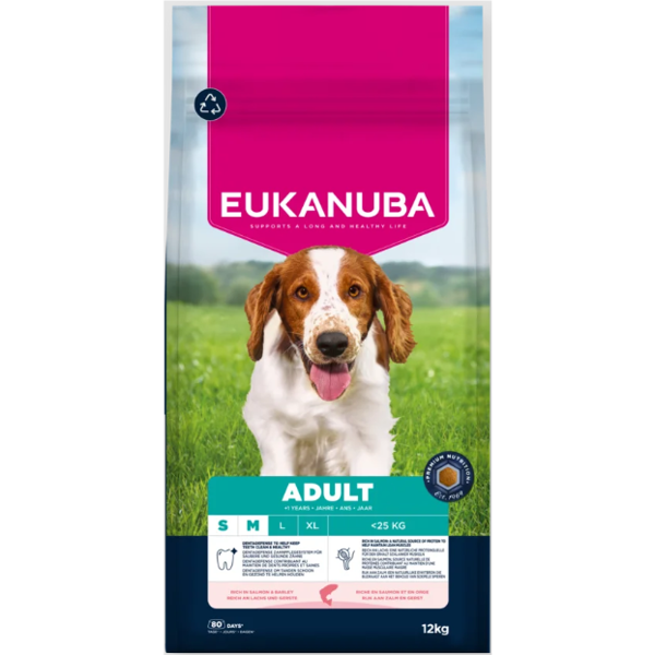 Eukanuba Life Care Adult S/M sausas maistas mažų ir vidutinių veislių šunims su lašiša, 12 kg