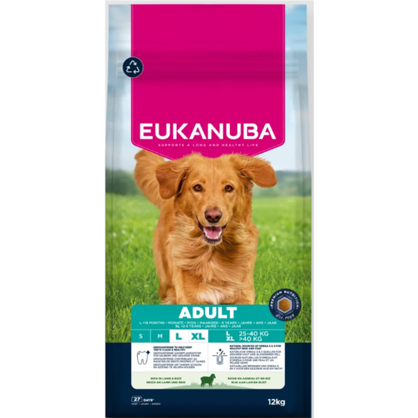 Eukanuba Life Care Large Adult sausas maistas didelių veislių šunims su ėriena ir ryžiais, 12 kg