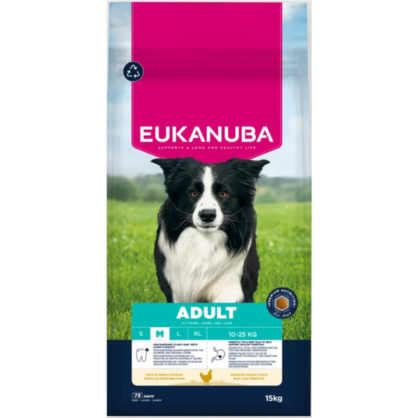 Eukanuba Life Care Medium Adult sausas maistas vidutinių veislių šunims su vištiena, 15 kg
