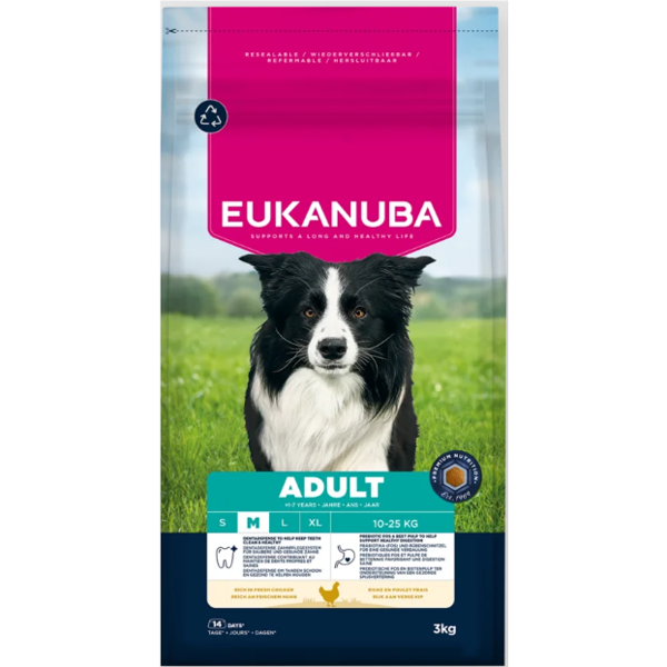 Eukanuba Life Care Medium Adult sausas maistas vidutinių veislių šunims su vištiena, 3 kg