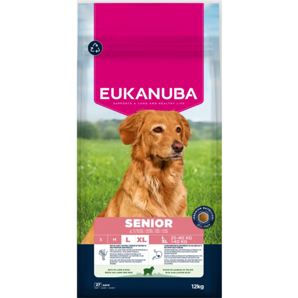 Eukanuba Life Care Senior L sausas maistas senyviems didelių veislių šunims su ėriena, 12 kg