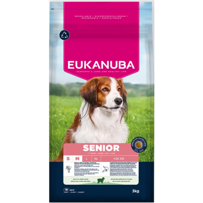 Eukanuba Life Care Senior S/M sausas maistas senyviems šunims su ėriena ir ryžiais, 3 kg