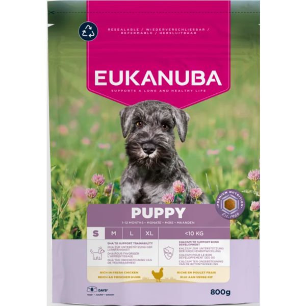 Eukanuba Life Care Small Puppy sausas maistas mažų veislių šuniukams su vištiena, 800 g