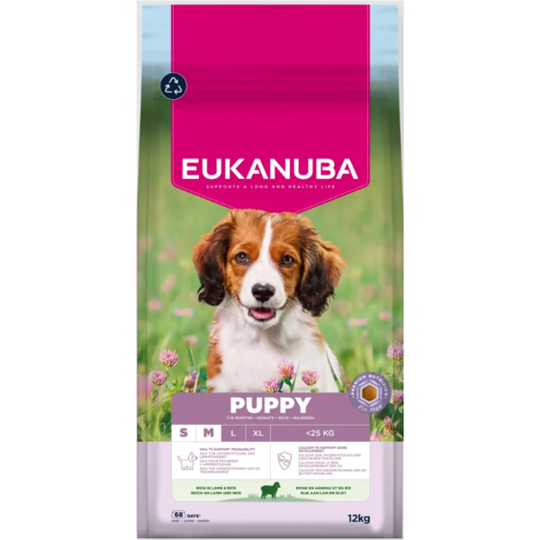 Eukanuba Life Care Small/Medium Puppy sausas maistas mažų/vidutinių veislių šunims su ėriena 12 kg