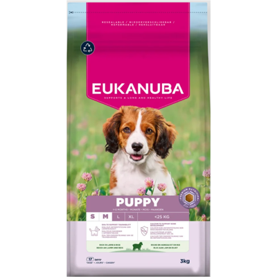 Eukanuba Life Care Small/Medium Puppy sausas maistas mažų/vidutinių veislių šuniukams su ėriena 3 kg