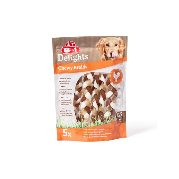 8in1 Delights Chewy Braids skanėstas mažų veislių šunims, 75 g