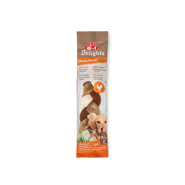 8in1 Delights Chewy Braids skanėstas vidutinių ir didelių veislių šunims, 80 g
