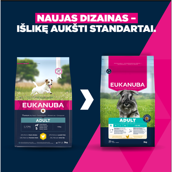 Eukanuba Life Care Small Adult sausas maistas mažų veislių šunims su vištiena, 3 kg