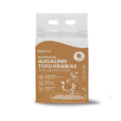 BELOCAT Tofu kačių kraikas, kokosų kvapo 6l / 2,5 kg., 2 mm granulės