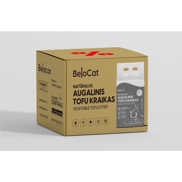 BELOCAT Tofu  kraikas katėms aktyvios anglies kvapo 6L x 8 vnt.