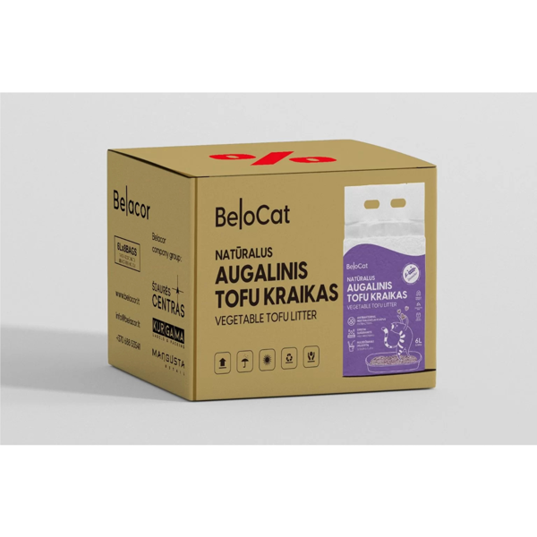 BELOCAT Tofu kraikas katėms levandų kvapo 6L x 8 vnt.