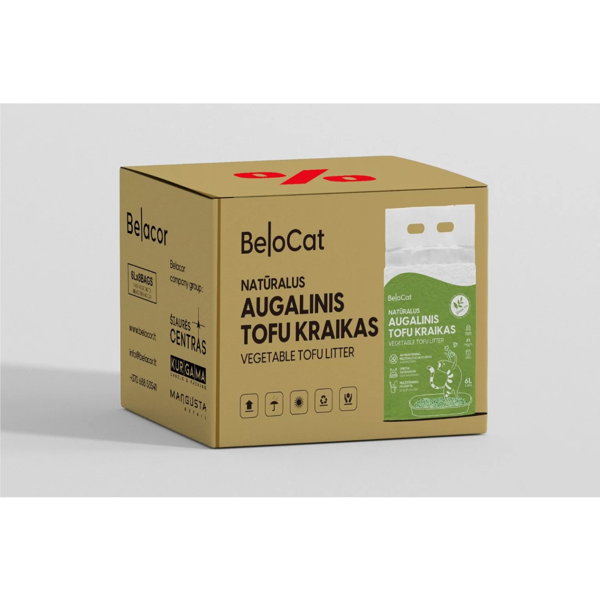 BELOCAT Tofu kraikas katėms žaliosios arbatos kvapo 6L x 8 vnt.
