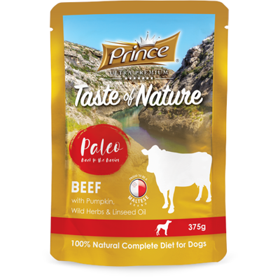 PRINCE Taste of Nature Paleo šlapias ėdalas šunims su  jautiena, 375g
