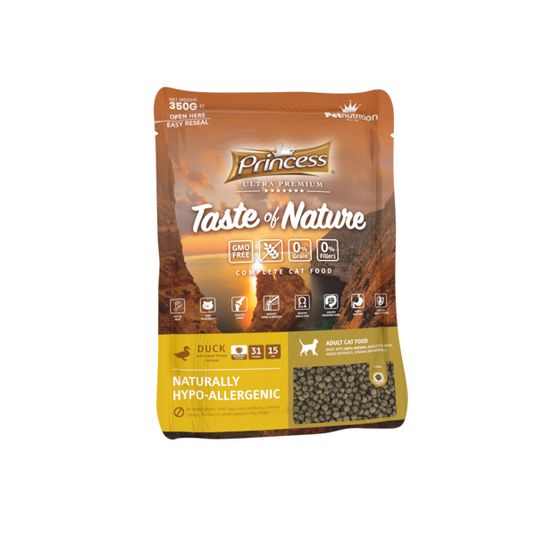 PRINCESS T'O'Nature sausas ėdalas katėms be grūdų su antiena, 350g