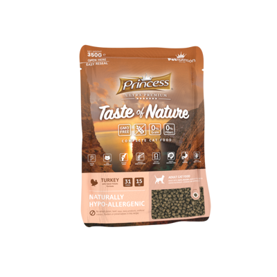 PRINCESS T'O'Nature sausas ėdalas katėms be grūdų su kalakutiena, 350g