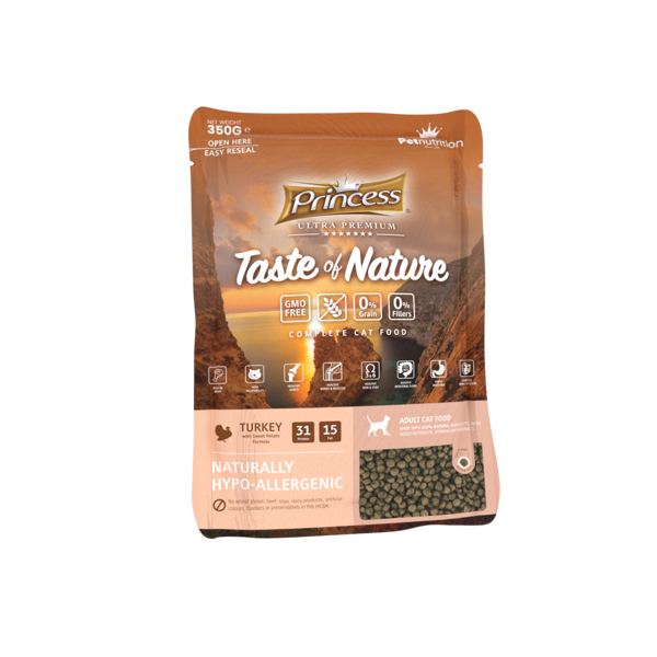 PRINCESS T'O'Nature sausas ėdalas katėms be grūdų su kalakutiena, 350g