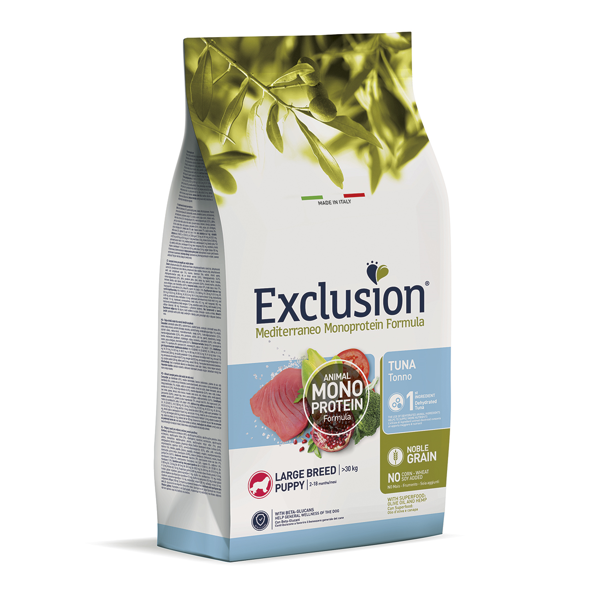 EXCLUSION Mediterraneo maistas did. veislių šuniukams su tunu, L, 12 kg