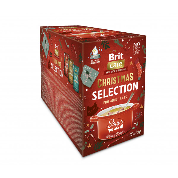 BRIT CARE Cat Soup Christmas sriubų katėms rinkinys 15 vnt x 75 g