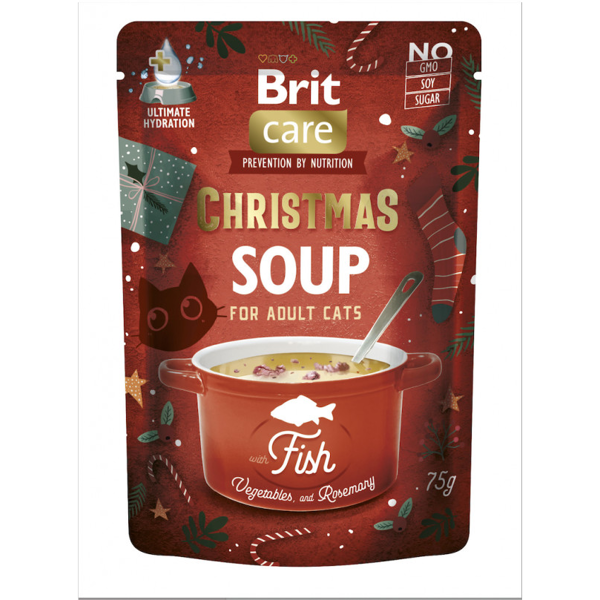 BRIT CARE Cat Soup Christmas sriubų katėms rinkinys 15 vnt x 75 g
