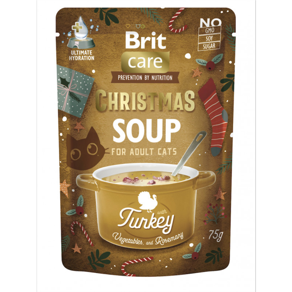 BRIT CARE Cat Soup Christmas sriubų katėms rinkinys 15 vnt x 75 g