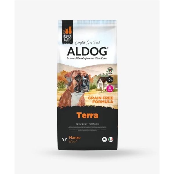 AlDOG Grain Free Terra begrūdis sausas maistas šunims su jautiena, 10kg