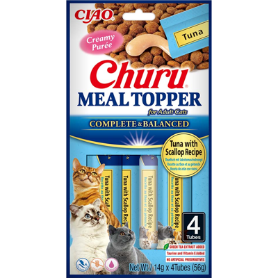 CHURU Meal Topper skanėstas su tunu ir šukutėmis katėms, 4 vnt.