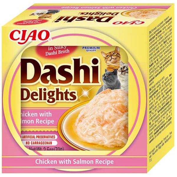 CIAO Dashi Delight plėšyta lašiša sultinyje katėms, 70 g