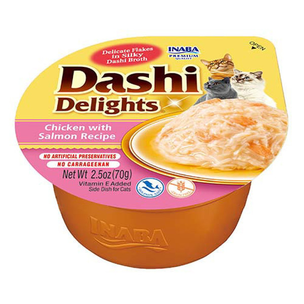 CIAO Dashi Delight plėšyta lašiša sultinyje katėms, 70 g