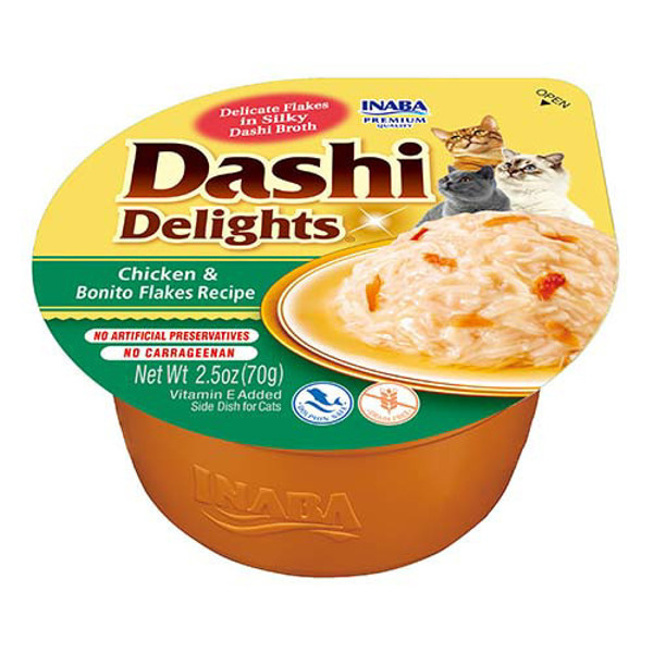CIAO Dashi Delight plėšyta vištiena su bonito dribsniais sultinyje katėms, 70 g