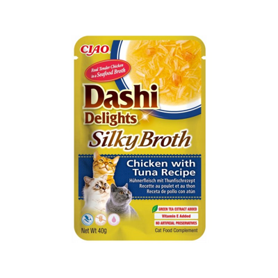 CIAO Dashi Delight šilkinis vištienos ir tuno sultinys katėms, 40 g