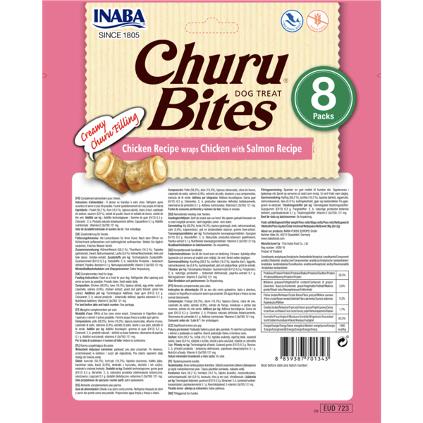 CHURU Bites suktinukai su vištiena ir lašiša skanėstai šunims, 8 vnt.