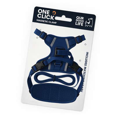 OURDOGSLIFE magnetinės šunų petnešos + 2 m pavadėlis (komplektas), L, mėlyna