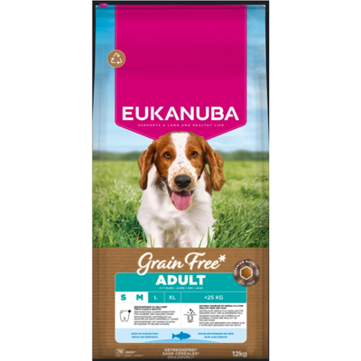 EUKANUBA GF sausas pašaras mažų ir vidutinių veislių šunims su žuvimi, S/M, 12 kg