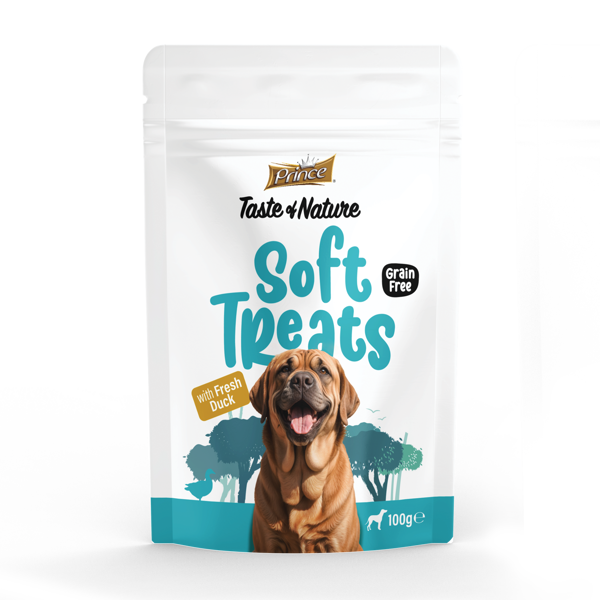 PRINCE Taste of Nature pusiau drėgni skanėstai šunims - su antiena, 100g