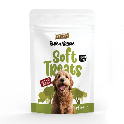 PRINCE Taste of Nature pusiau drėgni skanėstai šunims - su buivoliena, 100g