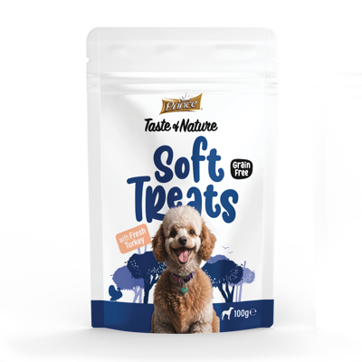 PRINCE Taste of Nature pusiau drėgni skanėstai šunims - su kalakutiena, 100g